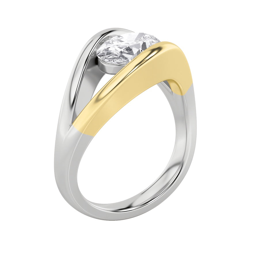 Oval Shape East West Solitaire Ring lab grown diamond
