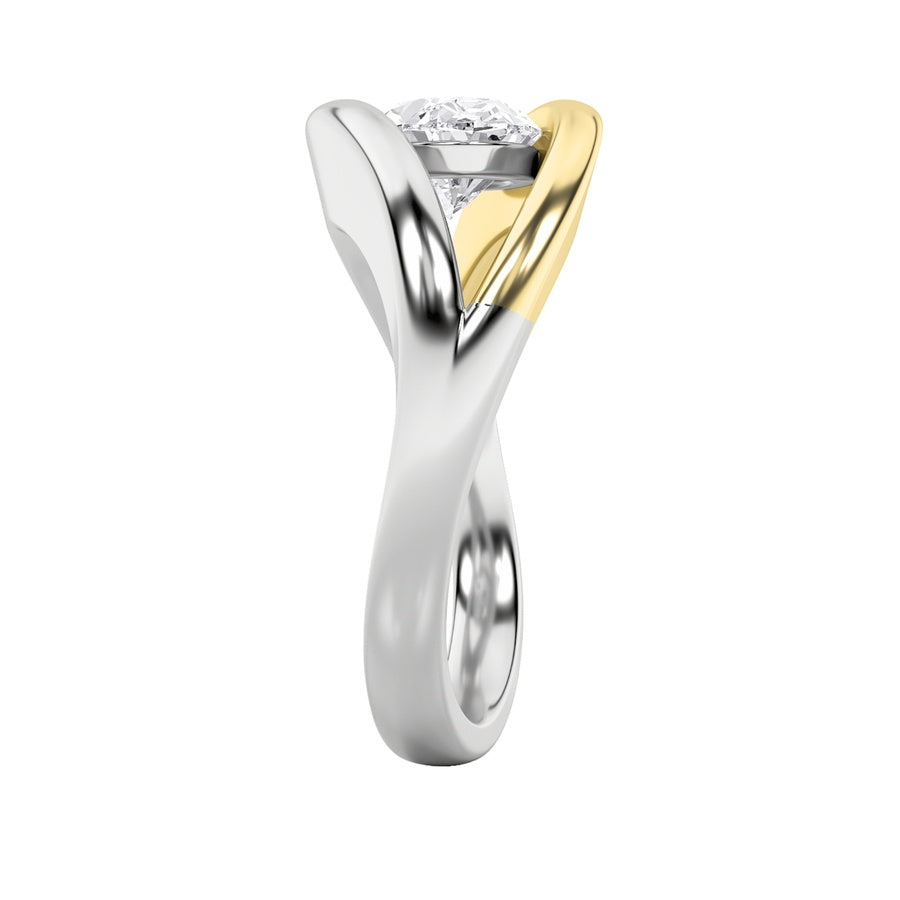 Oval Shape East West Solitaire Ring lab grown diamond
