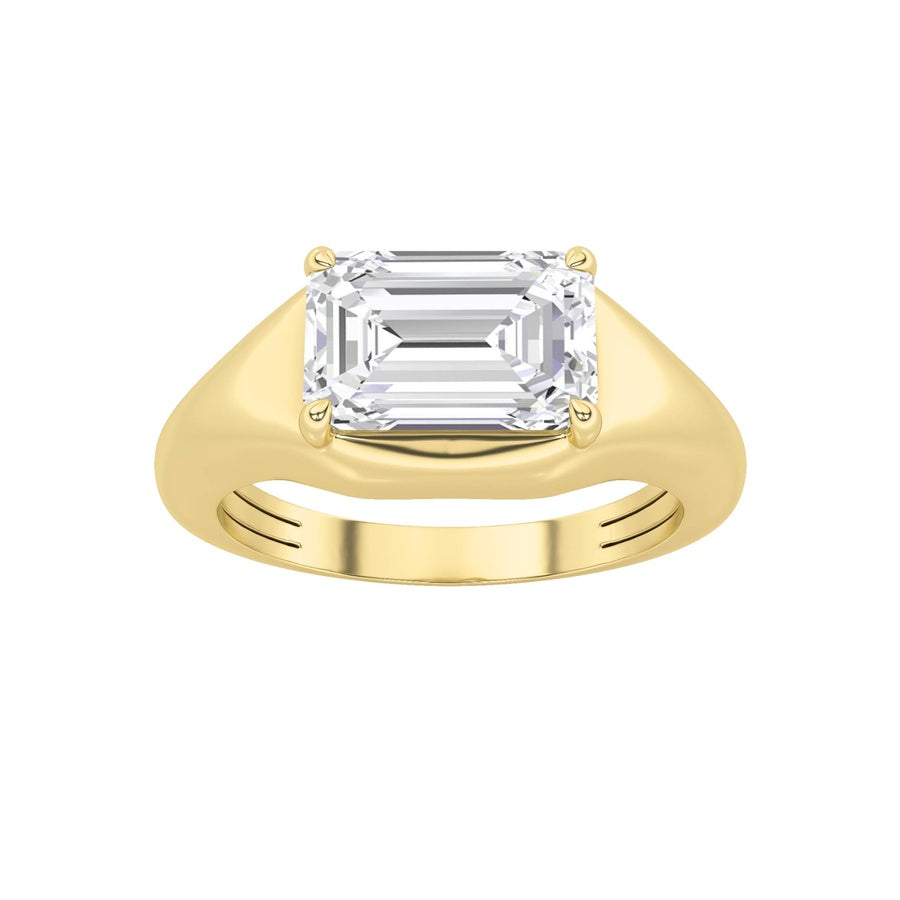 2Cttw Emerald Shaped Lab Grown Diamond (G/VS) EastWest Solitaire Ring in 14K Gold