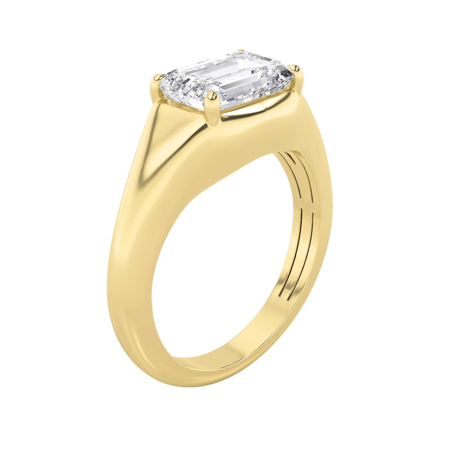 2Cttw Emerald Shaped Lab Grown Diamond (G/VS) EastWest Solitaire Ring in 14K Gold