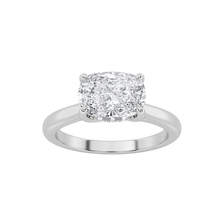 1.5Cttw Elongated Cushion Shaped Lab Grown Diamond(F/VS) East West Solitaire Ring in 14K Gold