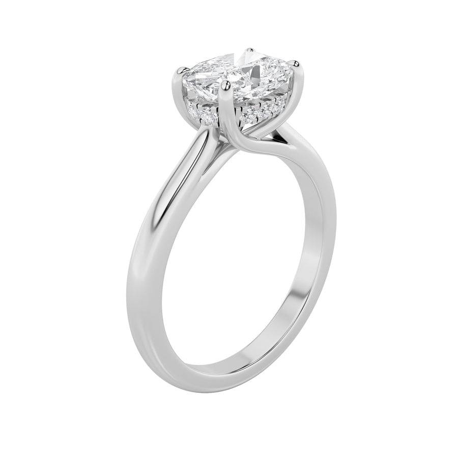 1.5Cttw Elongated Cushion Shaped Lab Grown Diamond(F/VS) East West Solitaire Ring in 14K Gold