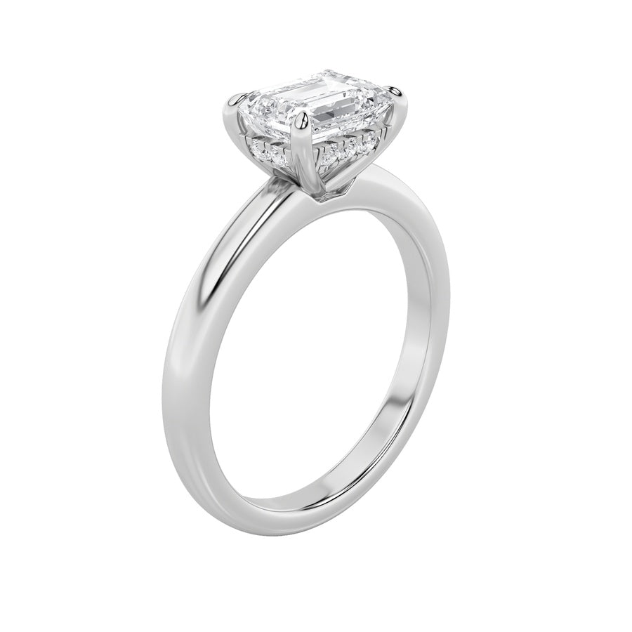 1.5Cttw Emerald Shaped Lab Grown Diamond (F/VS) East West Solitaire Ring in 14K Gold