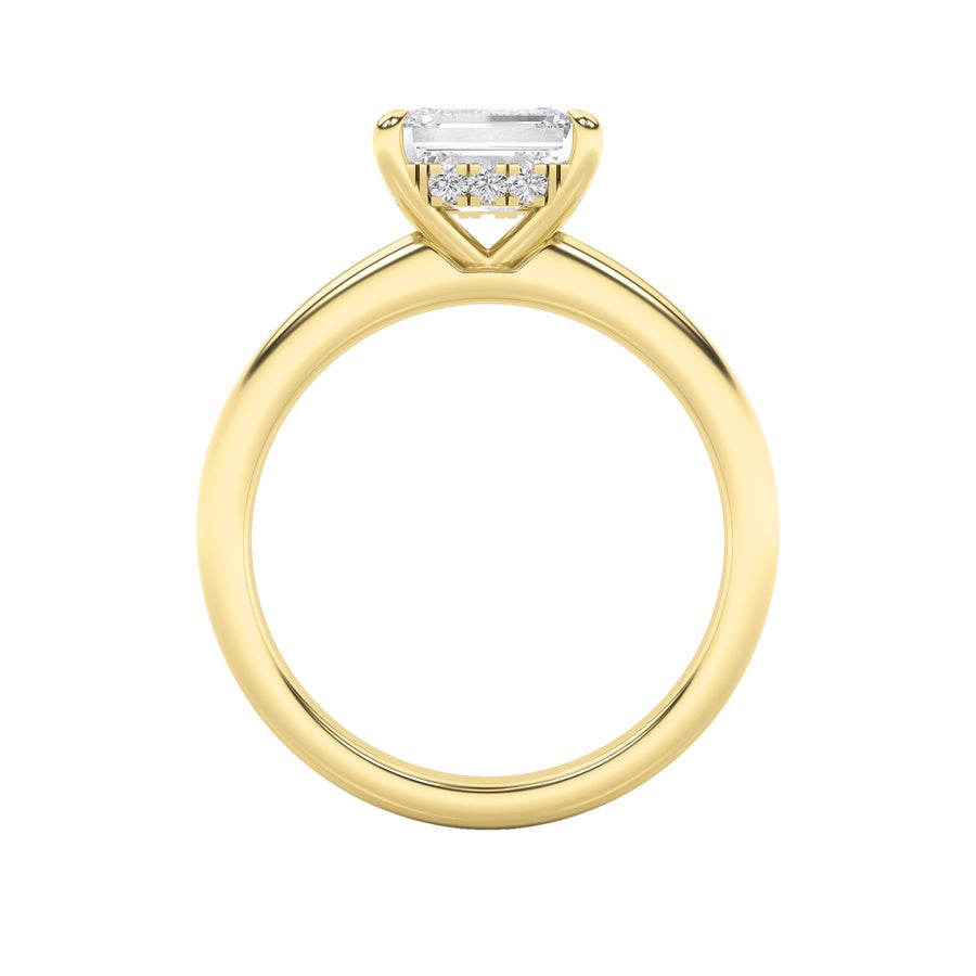 1.5Cttw Emerald Shaped Lab Grown Diamond (F/VS) East West Solitaire Ring in 14K Gold
