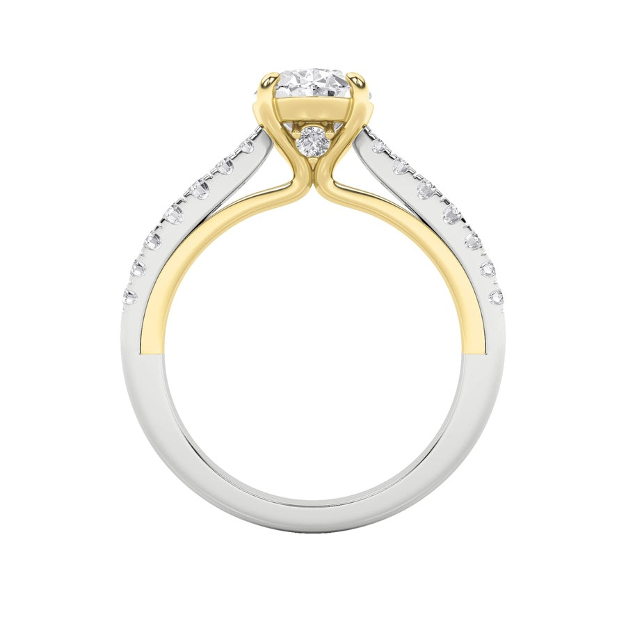 2Cttw Oval Shaped Lab Grown Diamond (F/VS) Solitaire Engagement Ring in 14K Gold