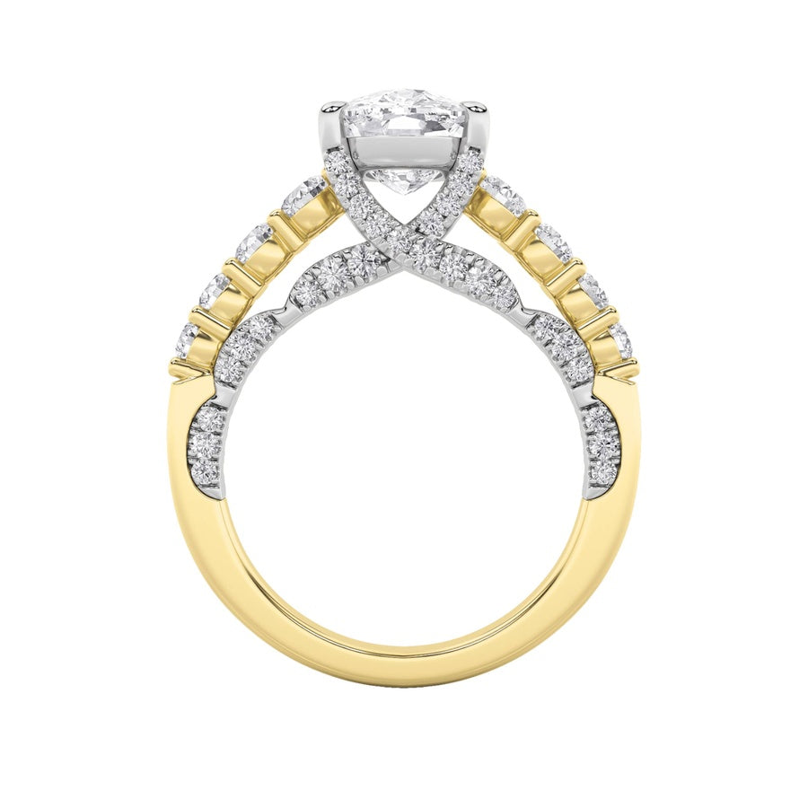 4Cttw Elongated Cushion Shaped Lab Grown Diamond (F/VS)  Ring in 14K Gold