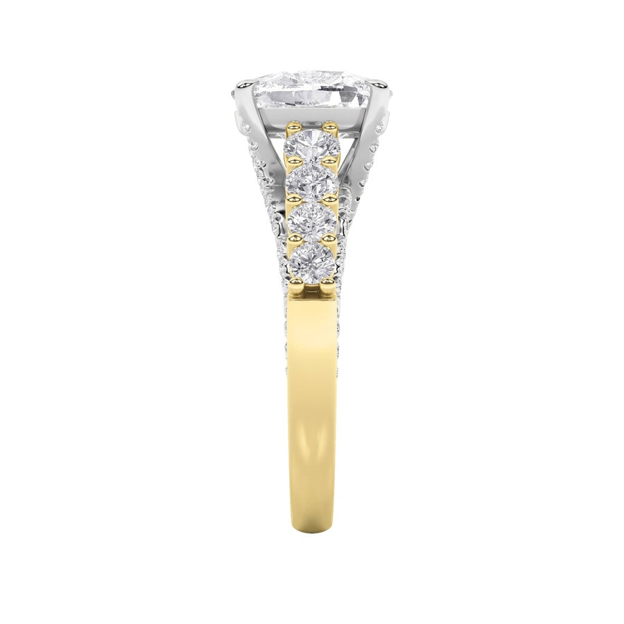 4Cttw Elongated Cushion Shaped Lab Grown Diamond (F/VS)  Ring in 14K Gold