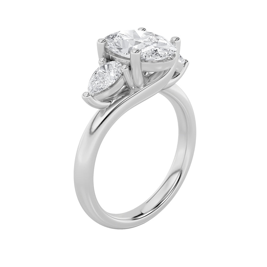Oval Shape Accented Three Stone Ring lab grown diamond