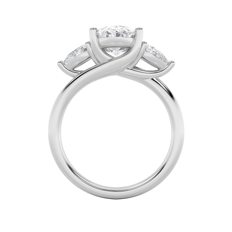 Oval Shape Accented Three Stone Ring lab grown diamond