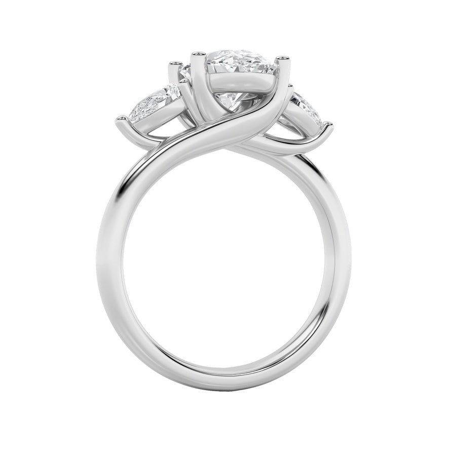 Oval Shape Accented Three Stone Ring lab grown diamond