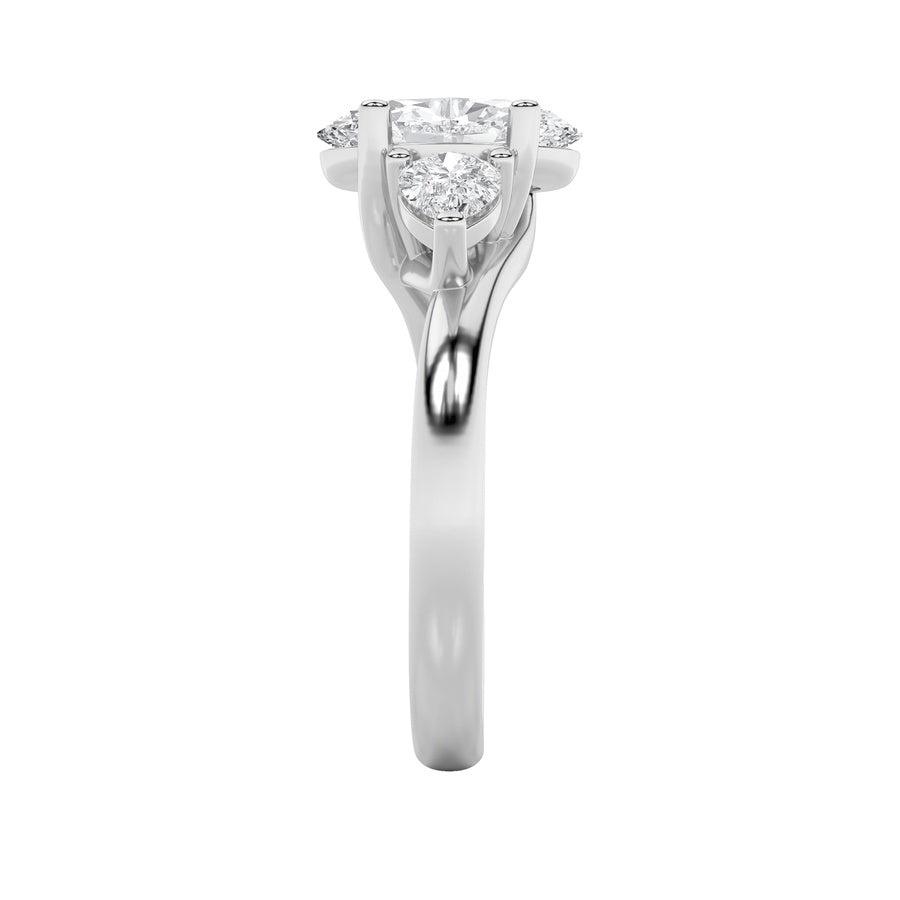 Oval Shape Accented Three Stone Ring lab grown diamond