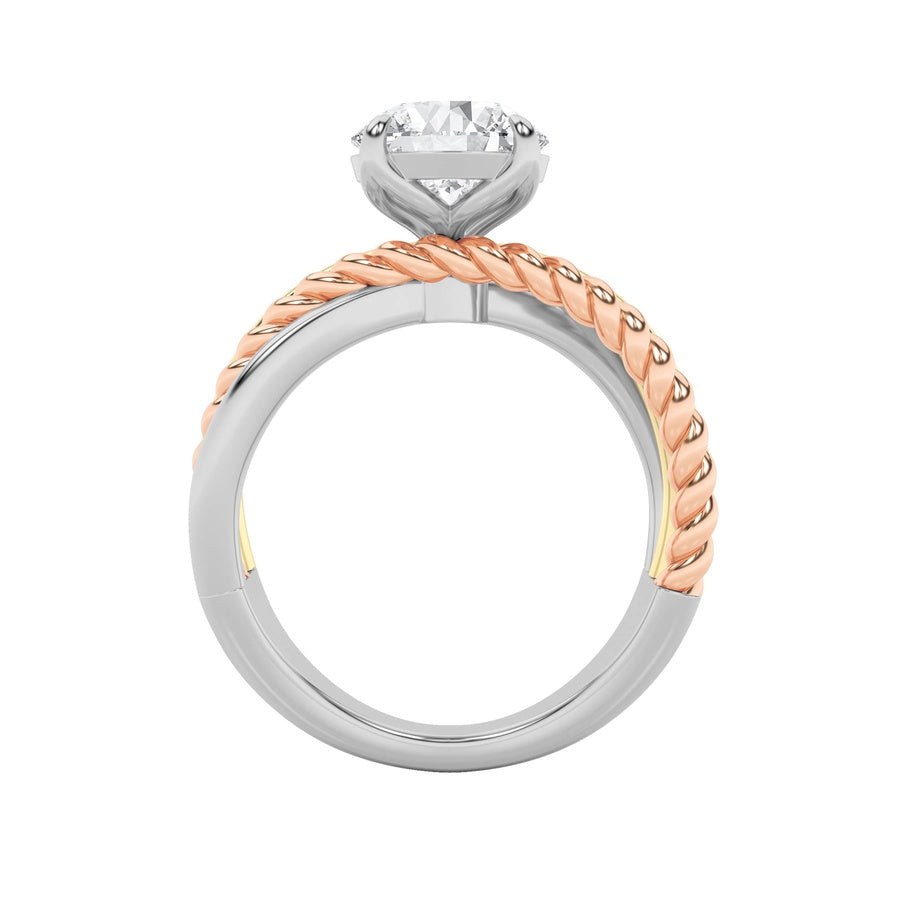 Round Shape Tri Color Solitaire Engagement Ring lab grown diamond