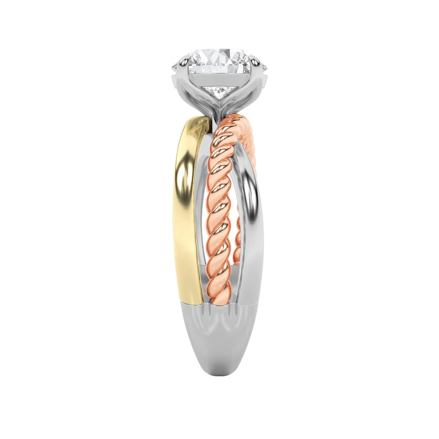 Round Shape Tri Color Solitaire Engagement Ring lab grown diamond