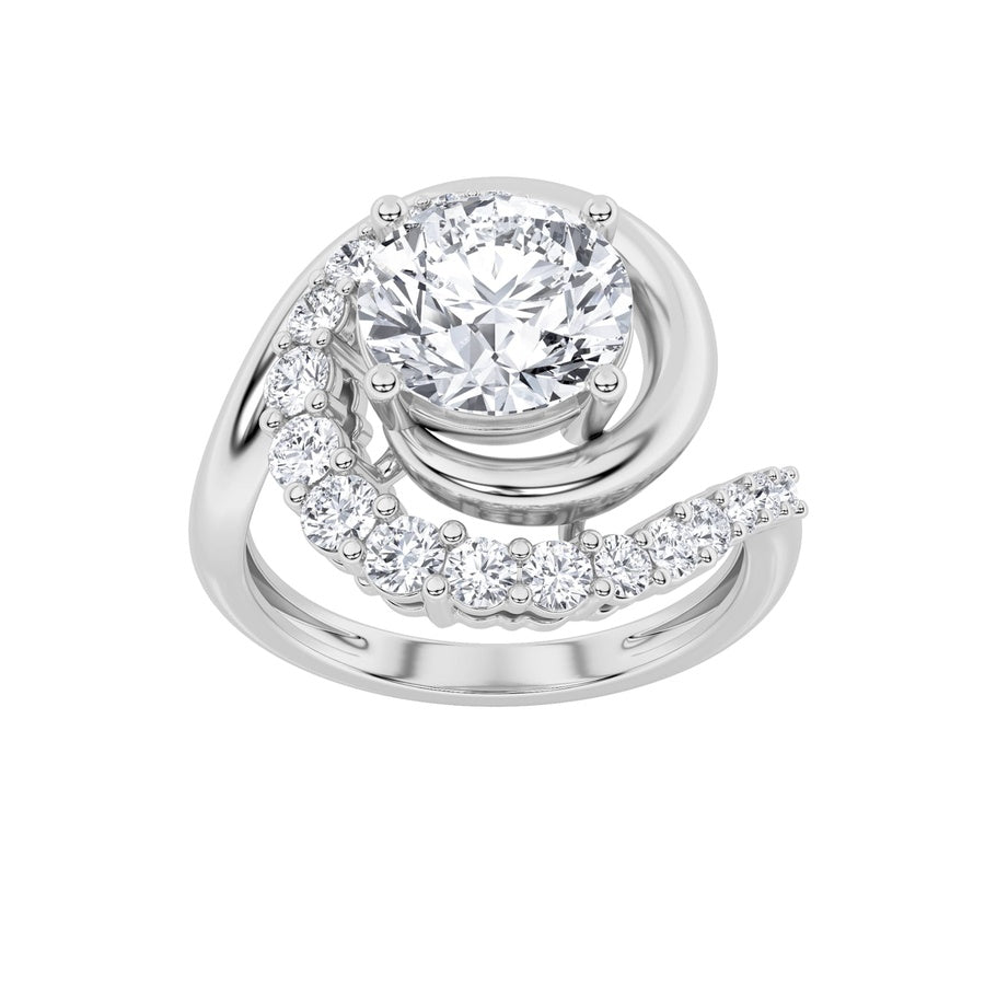 Round Shape Swirl Accented Fashion Ring lab grown diamond