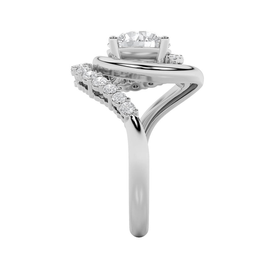 Round Shape Swirl Accented Fashion Ring lab grown diamond