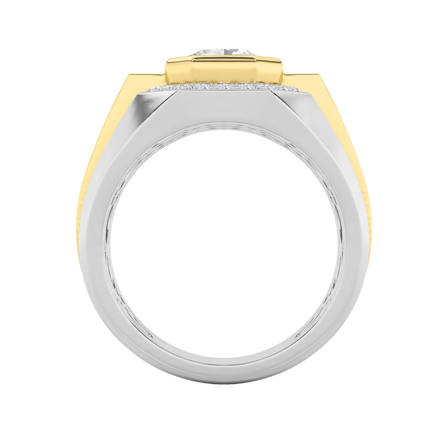 3Cttw Asscher Shaped Lab Grown Diamond (F/VS) MensRing in 14K Gold