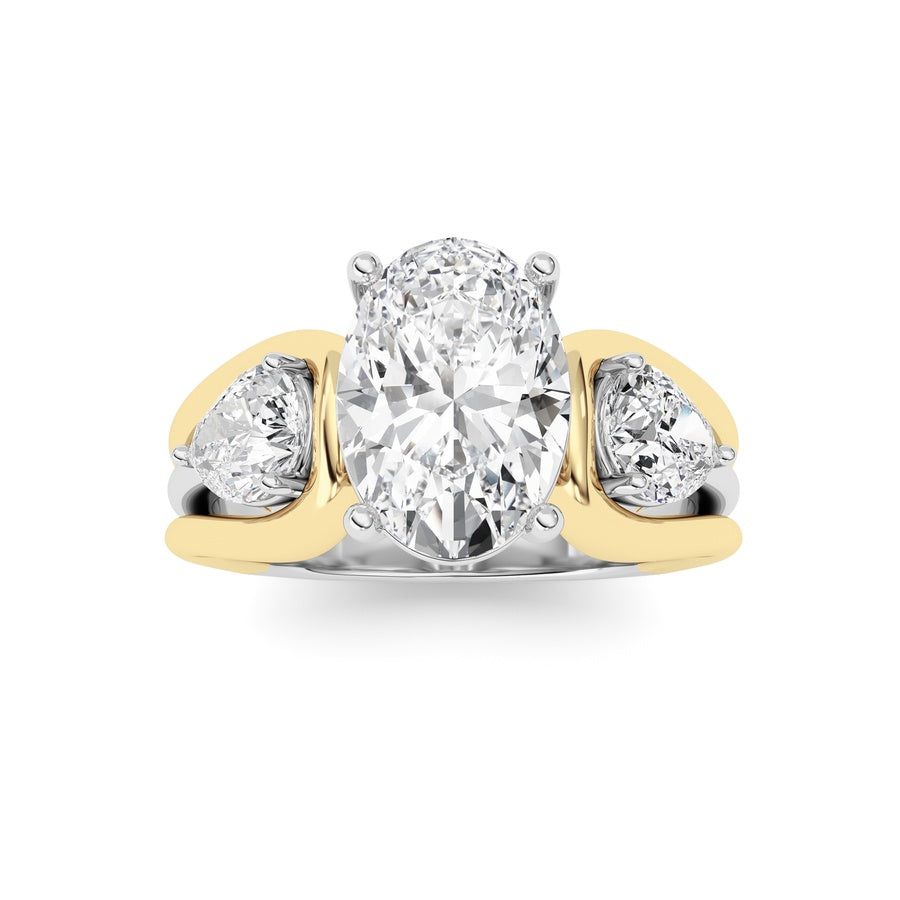 Oval Shape Tri Color Solitaire Engagement Ring lab grown diamond