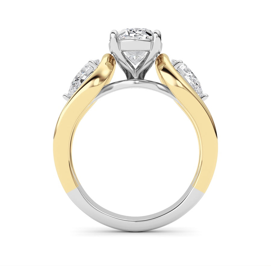 Oval Shape Tri Color Solitaire Engagement Ring lab grown diamond