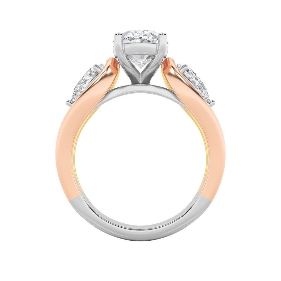 Oval Shape Tri Color Solitaire Engagement Ring lab grown diamond