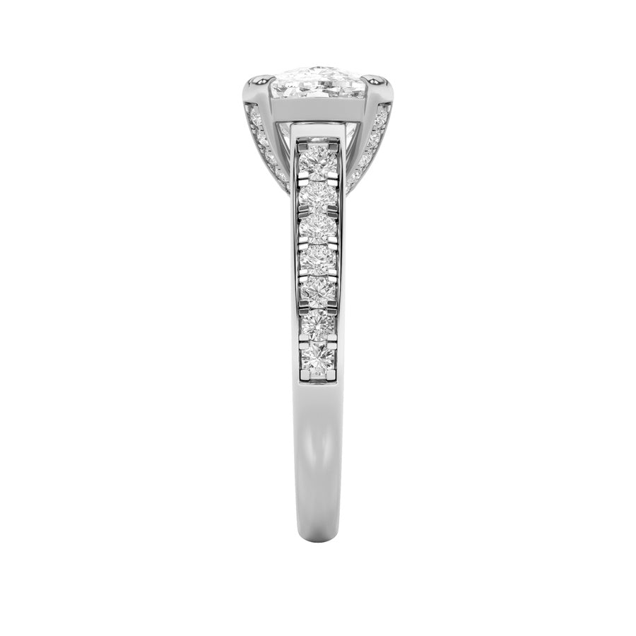 Cushion Shape Bold Accented East West Set Engagement Ring lab grown diamond