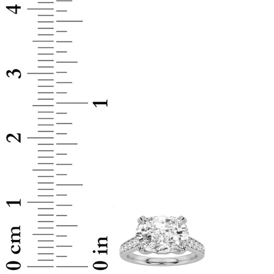 Cushion Shape Bold Accented East West Set Engagement Ring lab grown diamond