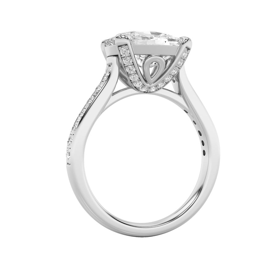 Cushion Shape Bold Accented East West Set Engagement Ring lab grown diamond