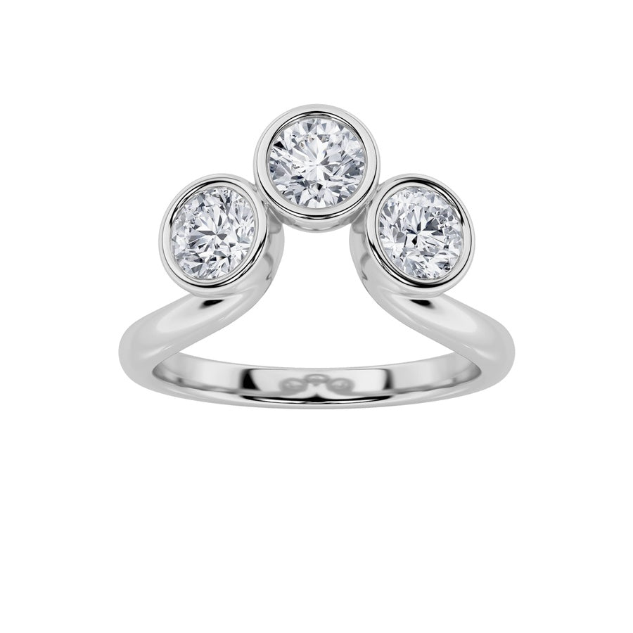 1Cttw Round Shaped Lab Grown Diamond (F/VS) ThreeStone Ring in 14K Gold