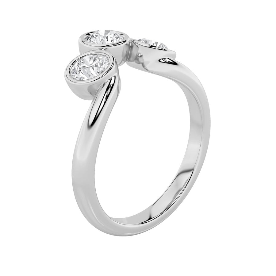 Round Shape Three Stone Ring lab grown diamond