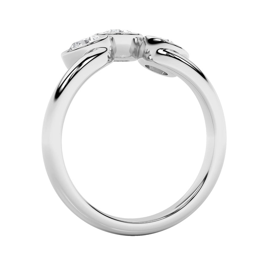 Round Shape Three Stone Ring lab grown diamond