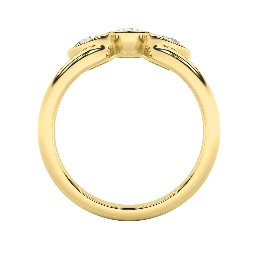 Round Shape Three Stone Ring lab grown diamond