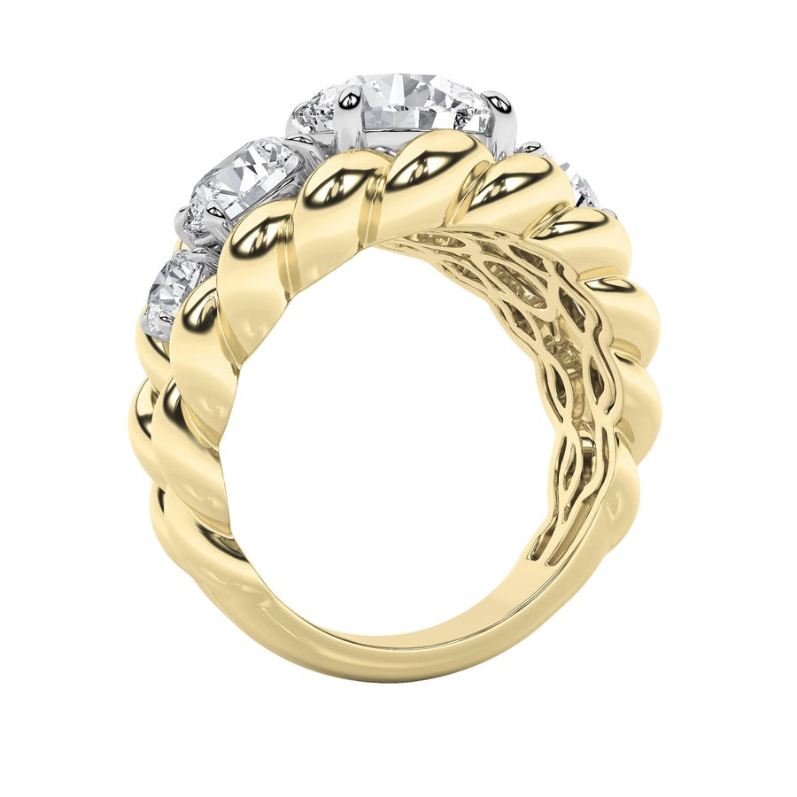 Round Shape Five Stone Ring lab grown diamond