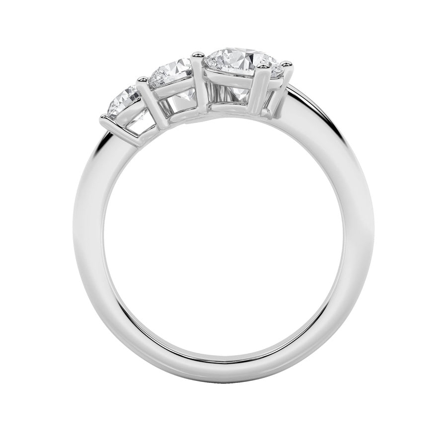 Round Shape Three Stone Ring lab grown diamond