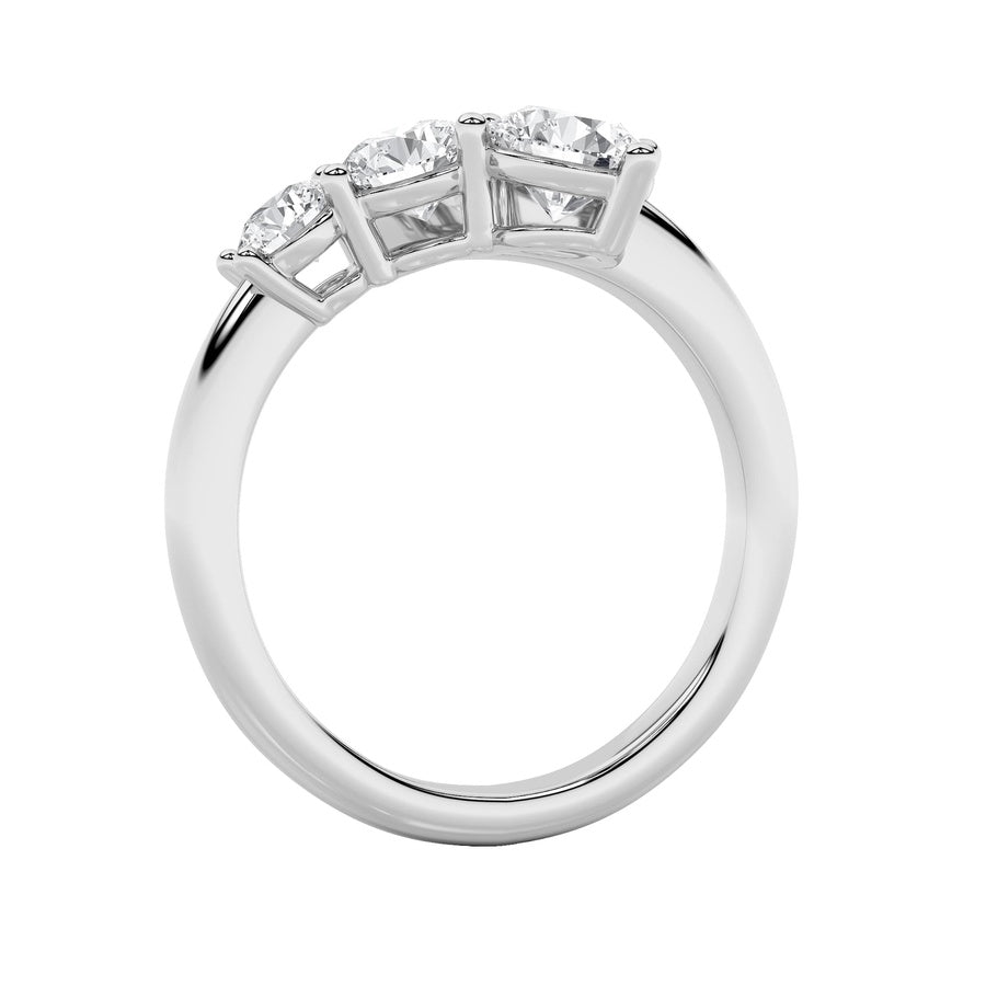 Round Shape Three Stone Ring lab grown diamond