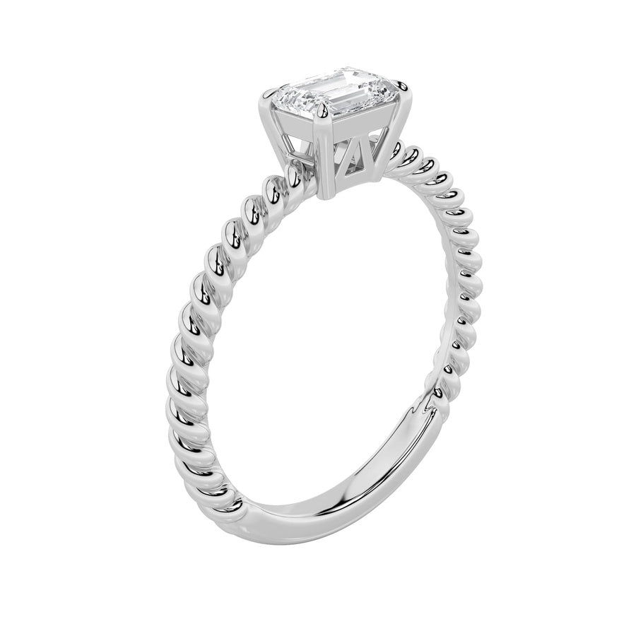 0.5Cttw Emerald Shaped Lab Grown Diamond (F/VS) Petite Solitaire Engagement RING in 14K Gold