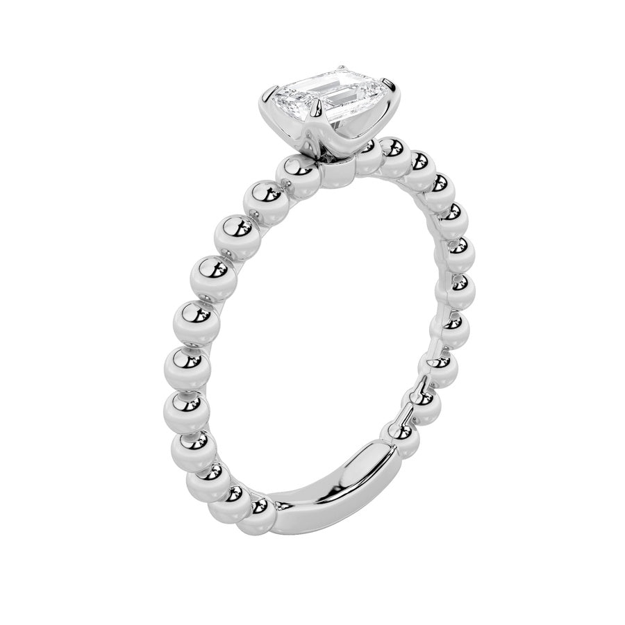 0.5Cttw Emerald Shaped Lab Grown Diamond (F/VS) Petite Solitaire Engagement Ring in 14K Gold