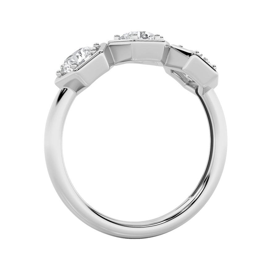 Round Shape Three Stone Ring lab grown diamond