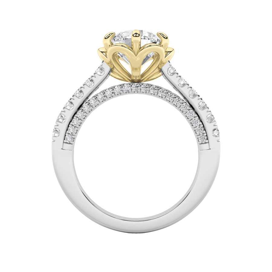 2.5Cttw Round Shaped Lab Grown Diamond (F/VS) TwoTone Solitaire Engagement Ring in 14K Gold