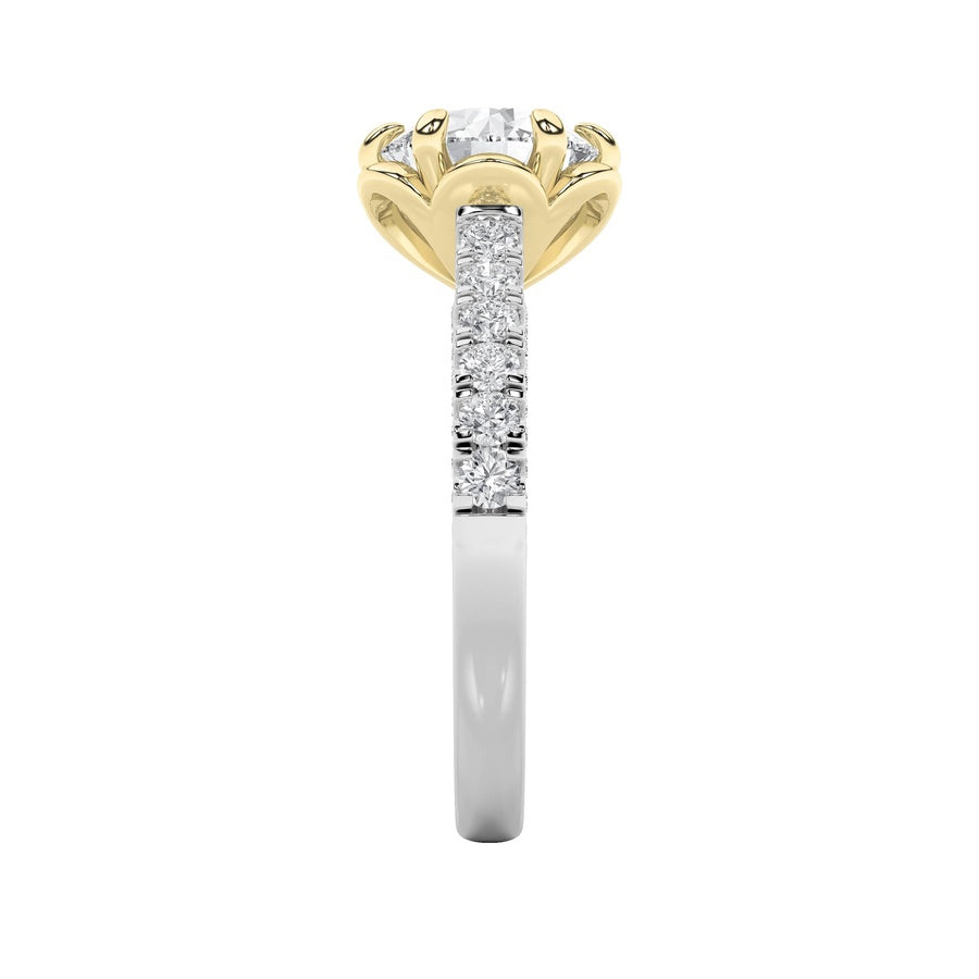 2.5Cttw Round Shaped Lab Grown Diamond (F/VS) TwoTone Solitaire Engagement Ring in 14K Gold