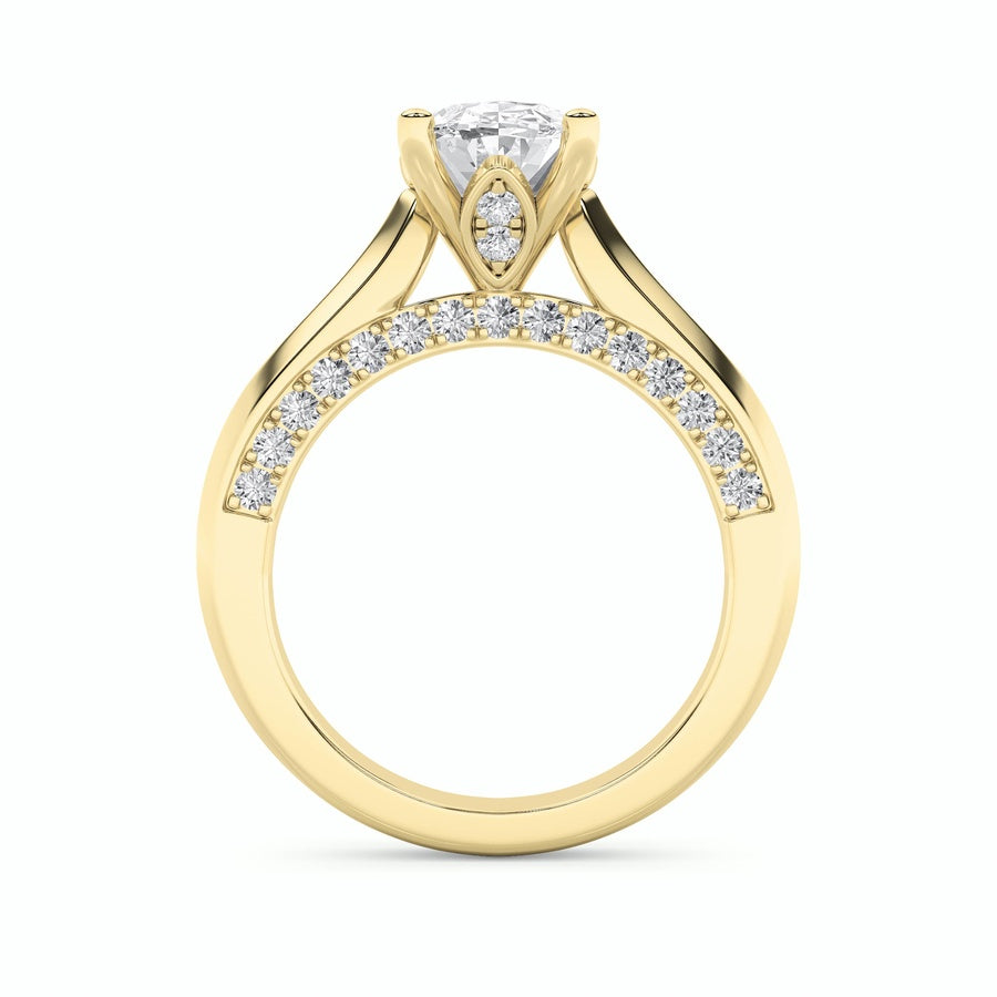 3Cttw Oval Shaped Lab Grown Diamond (G/VS) Accented Solitaire Engagement Ring in 14K Gold