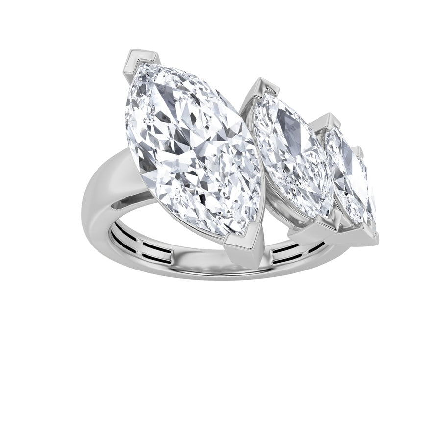 2.5Cttw Marquise Shaped Lab Grown Diamond (G/VS) Four Stone Fashion Ring in 14K Gold