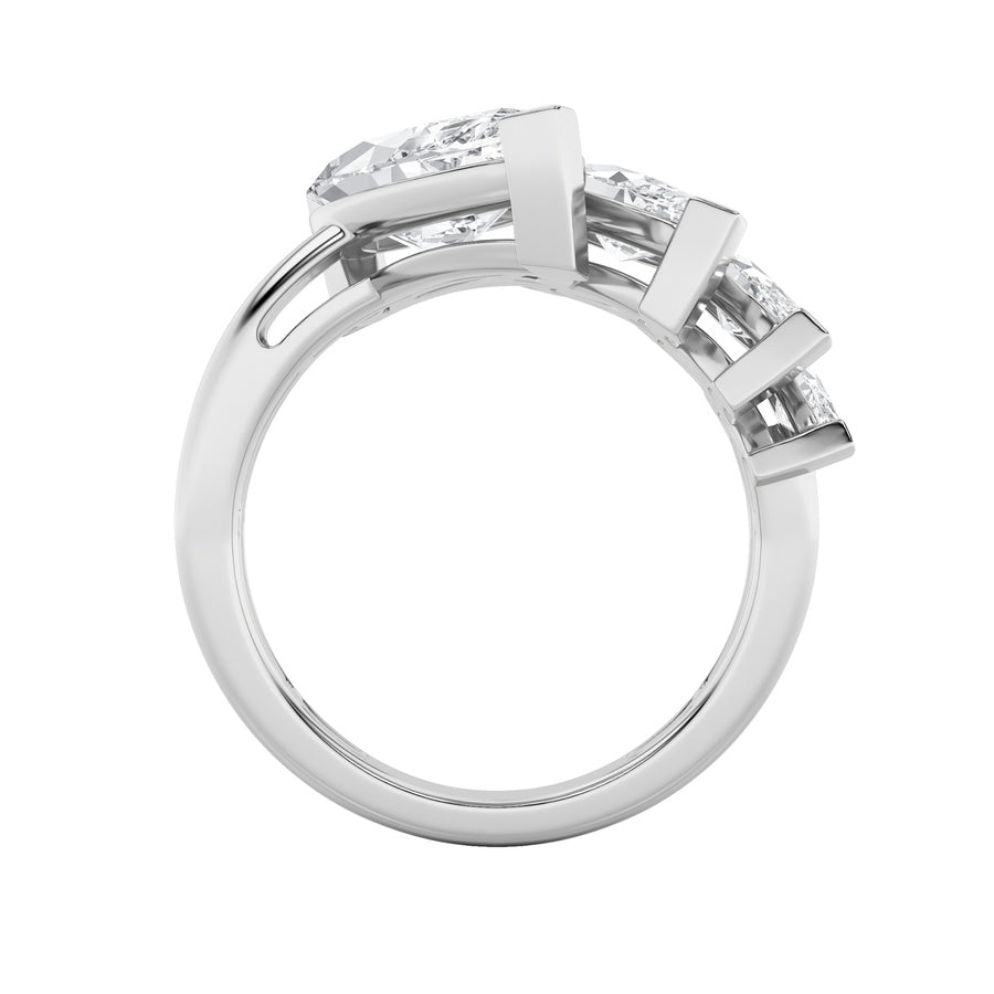 2.5Cttw Marquise Shaped Lab Grown Diamond (G/VS) Four Stone Fashion Ring in 14K Gold