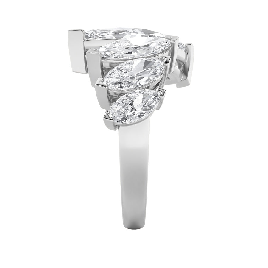 2.5Cttw Marquise Shaped Lab Grown Diamond (G/VS) Four Stone Fashion Ring in 14K Gold