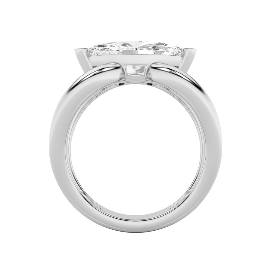 2Cttw Marquise Shaped Lab Grown Diamond (G/VS) East West Solitaire Fancy Ring in 14K Gold