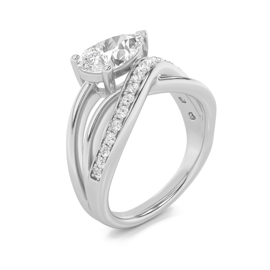 2Cttw Pear Shaped Lab Grown Diamond (G/VS) Ring in14K Gold