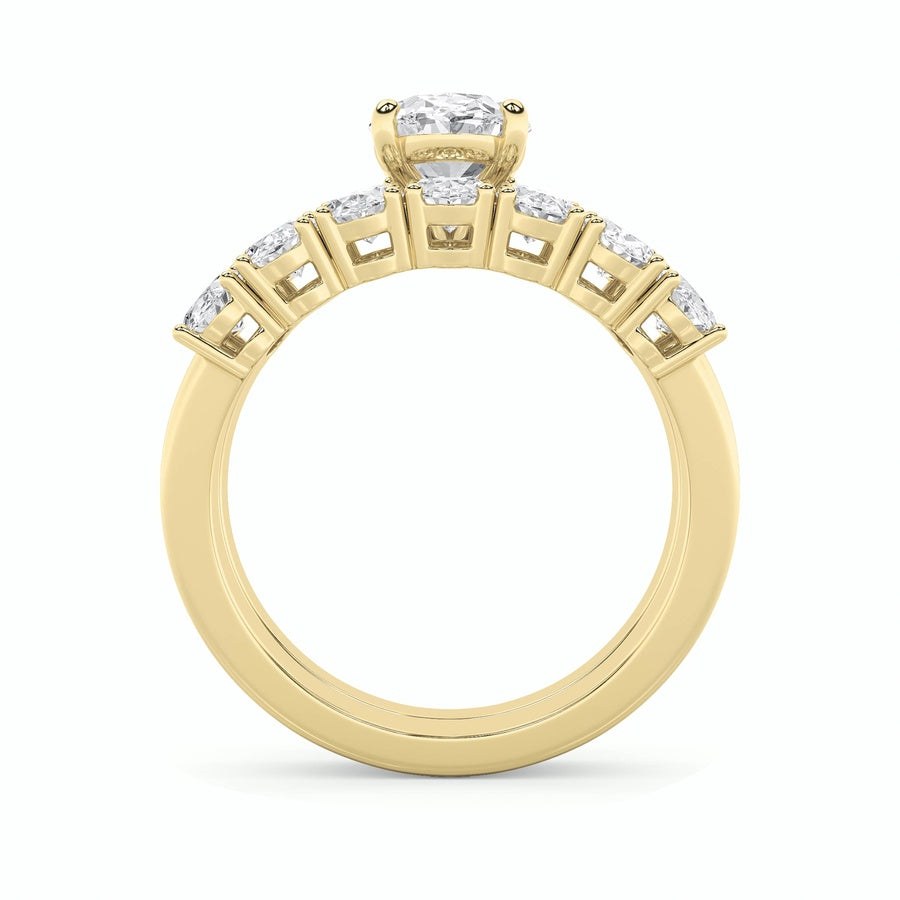 3.5Cttw Oval Shaped Lab Grown Diamond (G/VS) Bridal Set with Matching Band and  Ring in 14K Gold