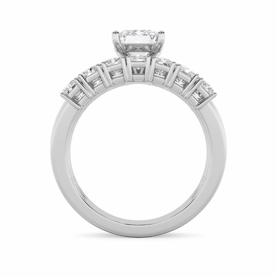 3.5Cttw Radiant Shaped Lab Grown Diamond (G/VS) Bridal Set with Matching Band and  Ring in 14K Gold