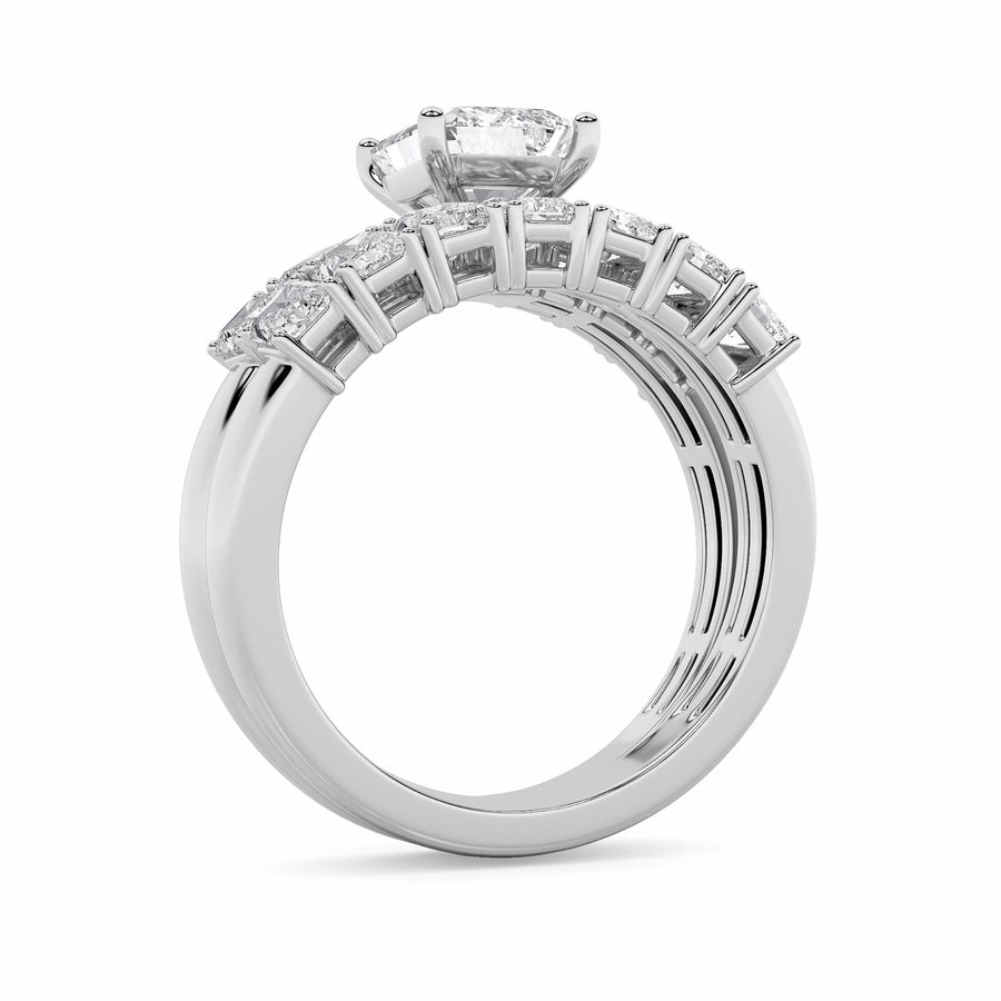 3.5Cttw Radiant Shaped Lab Grown Diamond (G/VS) Bridal Set with Matching Band and  Ring in 14K Gold
