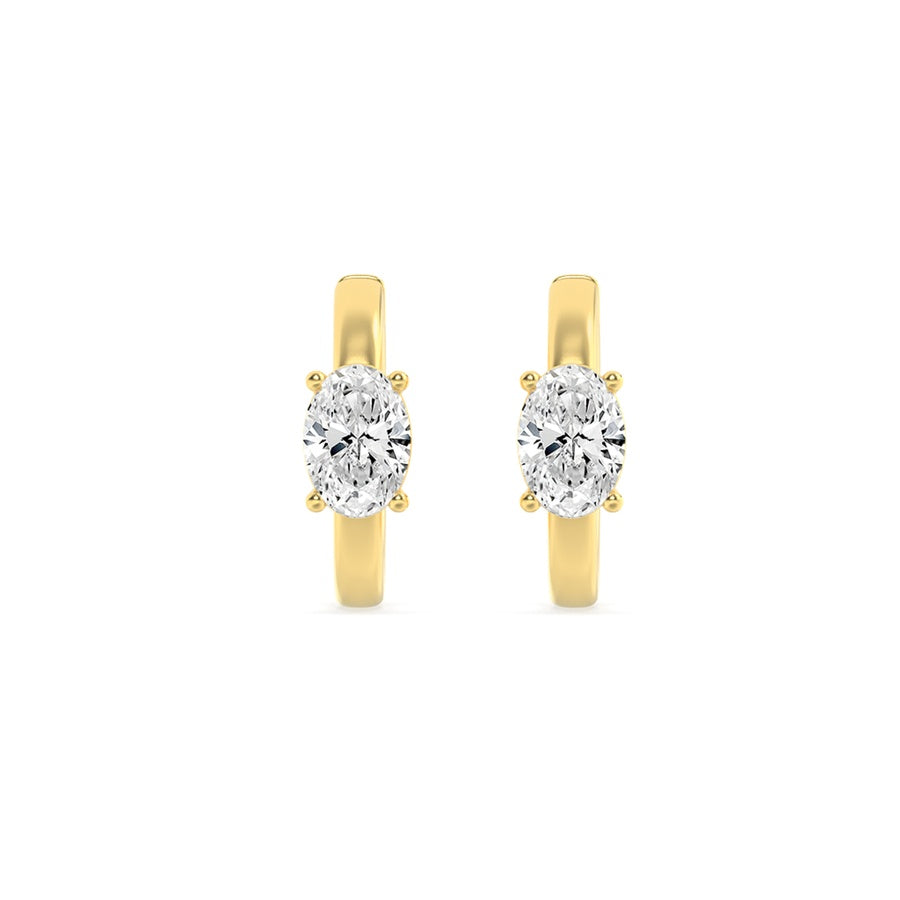 1.5Cttw Oval Shaped Lab Grown Diamond (F/VS) Solitaire Huggie Earrings in 14K Gold