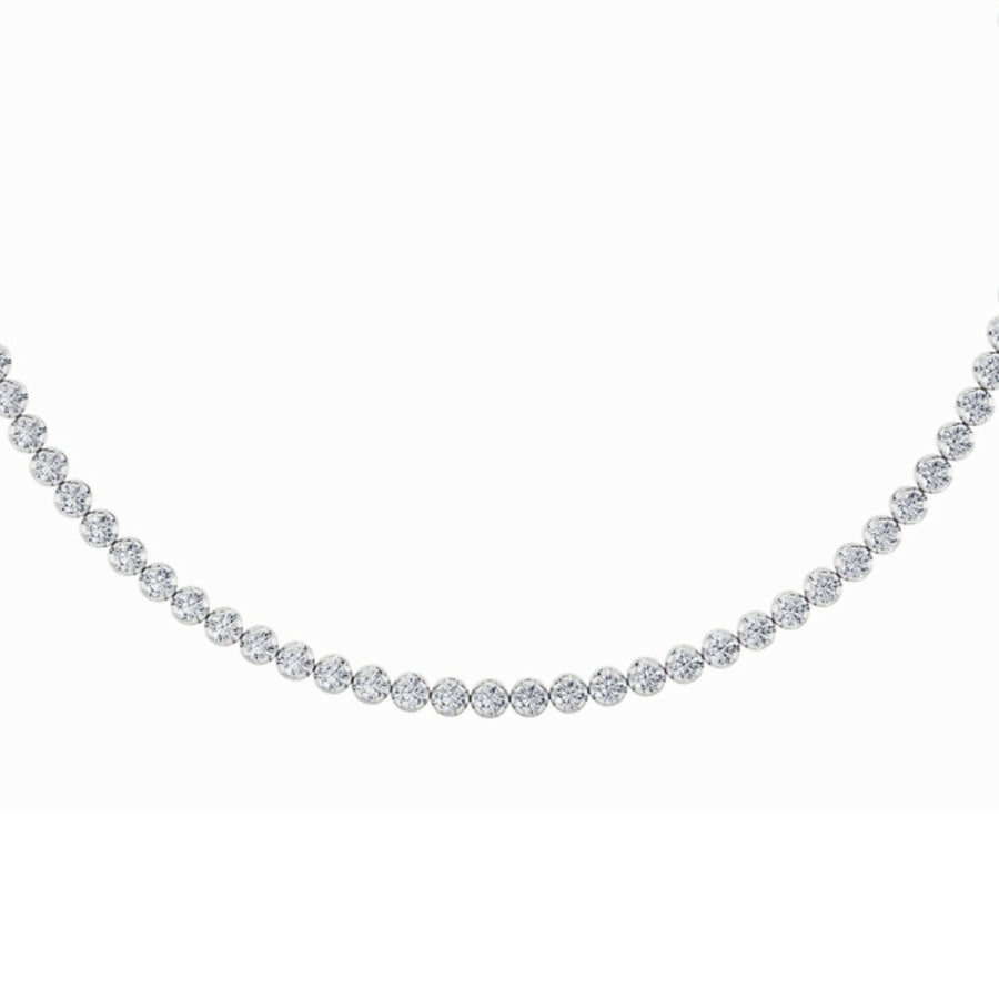 Round Shape Bezel Set Tennis Necklace lab grown diamond