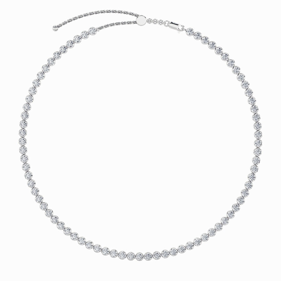 Round Shape Bezel Set Tennis Necklace lab grown diamond